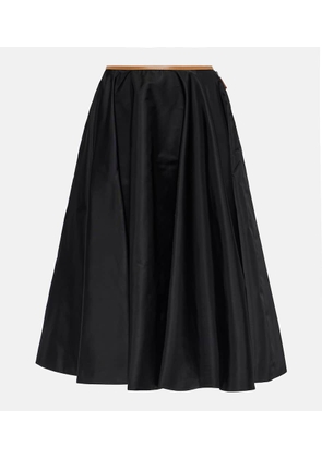 Prada Re-Nylon leather-trimmed midi skirt