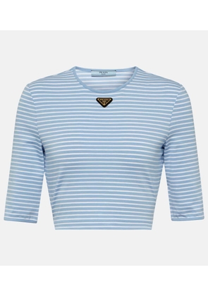 Prada Logo cotton-blend crop top