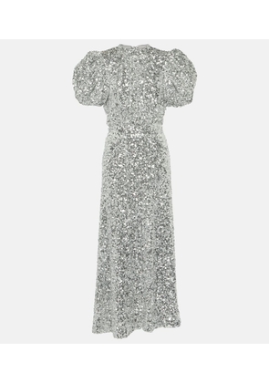 Rotate Puff-sleeve sequined midi dress