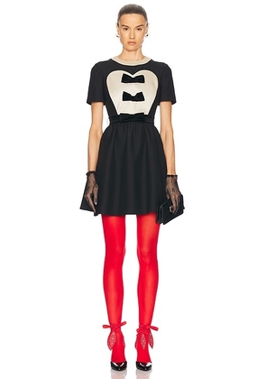 Valentino Short Sleeve Mini Dress in Nero & Soft Beige - Black. Size 40 (also in ).