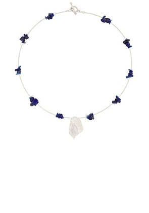 Zycloom Adriant Necklace in Sterling Silver  Freshwater Keshi Pearl  & Lapis Lazuli - Metallic Silver. Size all.