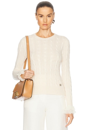 Valentino Cashmere Mohair Top in Betulla & Avorio - Cream. Size L (also in ).