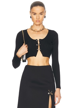 VERSACE Cropped Cardigan in Black - Black. Size 40 (also in ).