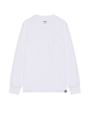 WAO The Long Sleeve Pocket Tee in White - White. Size L (also in S, XL/1X).