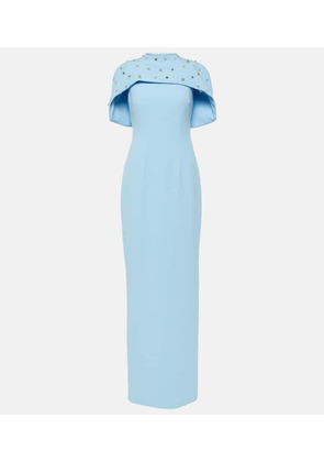 Safiyaa Crystal-embellished caped gown