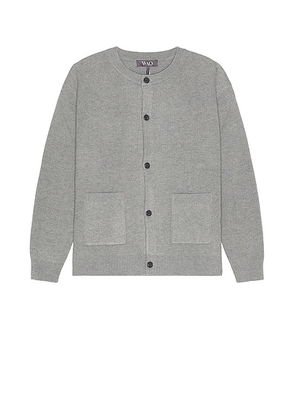 WAO Wool Blend Round Neck Cardigan in Grey - Grey. Size M (also in L).