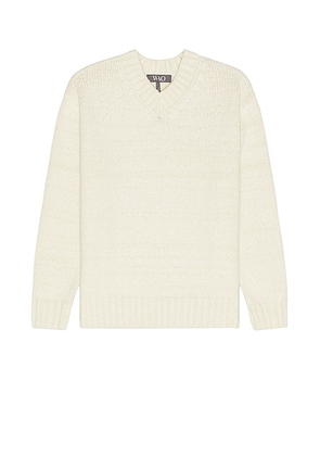 WAO Slub Yarn V-neck Sweater in Ivory - Cream. Size M (also in L).