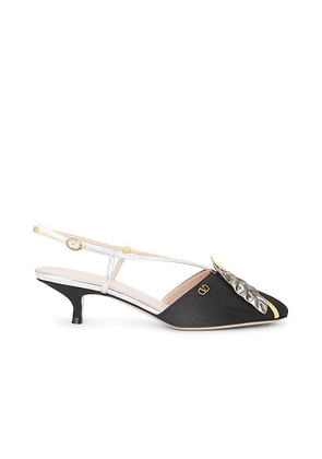Valentino Garavani Foliage Pump in Nero  Silver  & Old Gold - Black. Size 36 (also in 37, 37.5, 38, 38.5, 39, 40).
