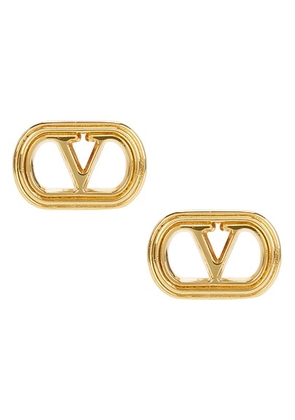 Valentino Garavani Ovalette Logo Earrings in Oro - Metallic Gold. Size all.