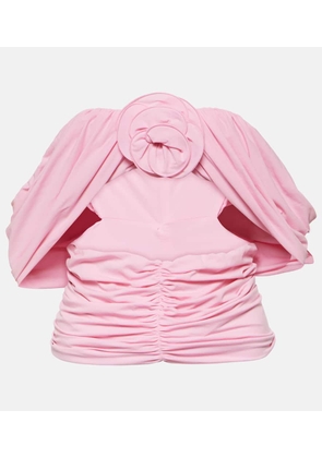 Magda Butrym Floral-applique ruched off-shoulder top