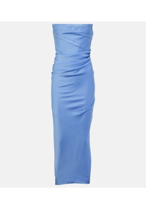 Alex Perry Draped strapless crepe midi dress
