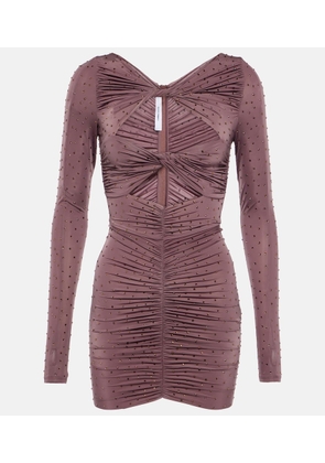 Alex Perry Embellished cutout ruched minidress