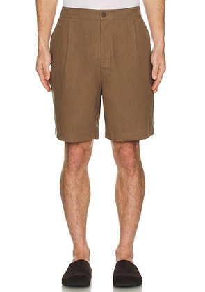 WAO Relaxed Linen Short in Brown - Brown. Size L (also in M, S, XL/1X).