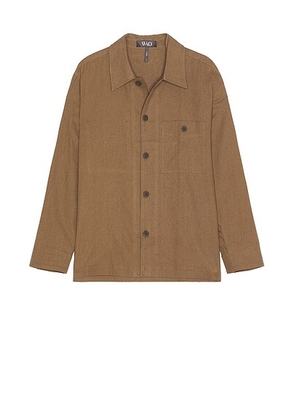 WAO The Linen Shirt Jacket in Brown - Brown. Size S (also in XL/1X).