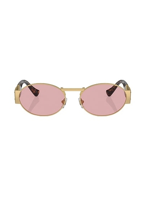 VERSACE Oval Sunglasses in Gold & Pink - Metallic Gold. Size all.