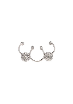 Valentino Garavani Nose Ring in Palladium & Crystal - Metallic Silver. Size all.