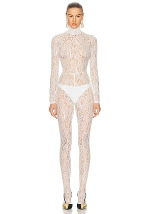 Valentino Rebrode Lace Jumpsuit in Avorio - White. Size M (also in ).