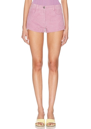 VERSACE Leather Mini Short in Dusty Mauve - Mauve. Size 38 (also in 40).