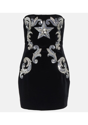Balmain Embellished velvet minidress