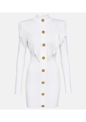 Balmain Fringed knit minidress