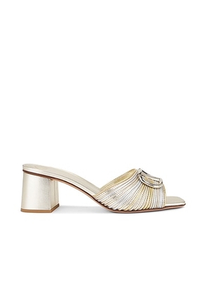 Valentino Garavani V Logo Signature Slide in Silver  Platino  & Antique Brass Light - Metallic Silver. Size 37 (also in 37.5, 38, 38.5, 40).