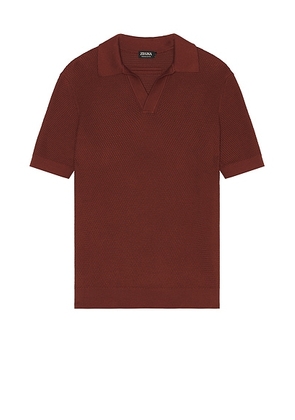 Zegna Premium Cotton Stitch Polo in Brick - Brick. Size 48 (also in ).