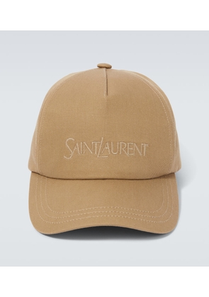 Saint Laurent Logo cotton and linen gabardine baseball cap