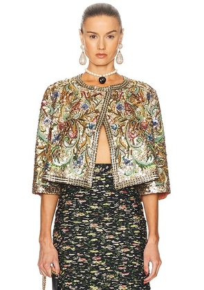 Valentino Embroidered Jacket in Multicolor - Metallic Gold. Size 38 (also in 36).