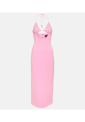 David Koma Crystal-embellished cutout midi dress