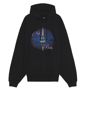 VETEMENTS Night In Paris Oversized Hoodie in Washed Black - Black. Size L (also in M).