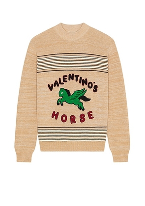 Valentino Horse Sweater in Beige - Brown. Size L (also in M, S, XL/1X).