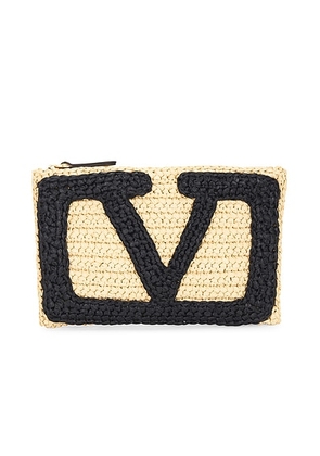 Valentino Garavani Viva Superstar Pouch in Naturale & Nero - Tan. Size all.