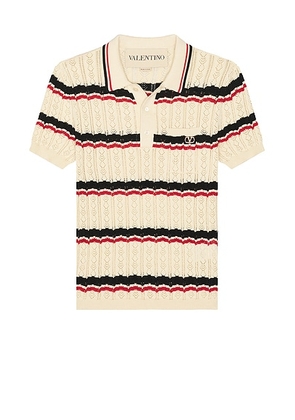 Valentino Shirt in Burro  Nero  & Carminio - Cream. Size L (also in M, S, XL/1X).