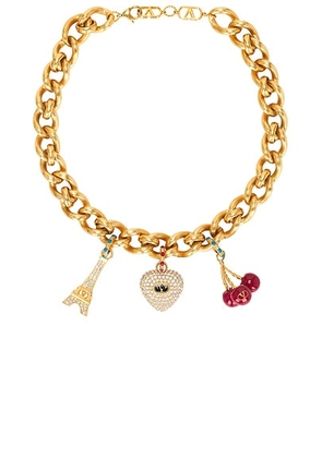 Valentino Garavani Chez Valentino Necklace in Antique Brass  Multicolor  & Crystal - Metallic Gold. Size all.