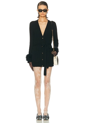 Valentino Feather Cuff Cardigan in Nero - Black. Size L (also in ).