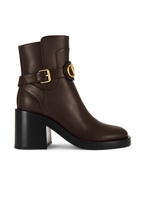 Valentino Garavani V Logo Signature Bootie in Fondant - Brown. Size 36 (also in 37, 38, 38.5, 39, 39.5, 40, 41).