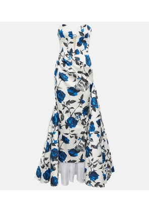 Rasario Draped floral satin gown