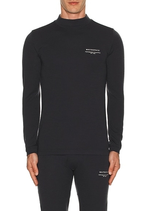 Whitespace Merino Mock Neck Baselayer T-Shirt in Phantom - Grey. Size L (also in M, S, XL/1X, XXL/2X).