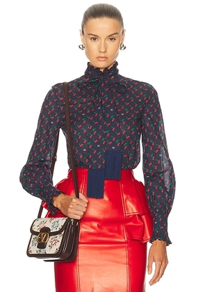 Valentino Cherryfic Shirt in Navy - Navy. Size 40 (also in ).