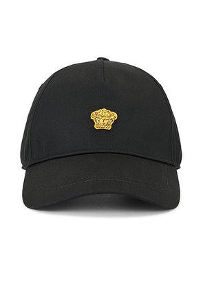 VERSACE Medusa Patch Baseball Cap in Black & Gold - Black. Size 59 (also in 58).