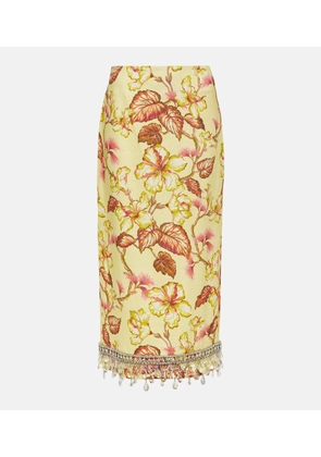 Zimmermann Matchmaker embellished linen midi skirt