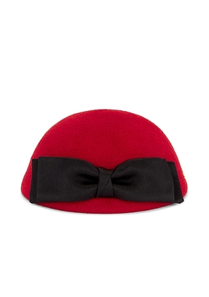 Valentino Garavani V Logo Signature Beret in Rosso  Nero  & Antique Brass - Red. Size 56 (also in ).