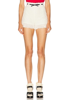 Valentino Pois Daisy Sangallo Short in Avorio - Cream. Size 36 (also in 38, 40).