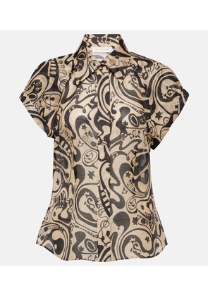 Zimmermann Matchmaker printed linen and silk blouse