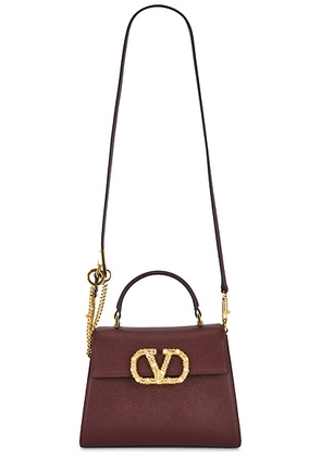 Valentino Garavani V Sling Small Top Handle Bag in Rosewood & Cream Crystal - Wine. Size all.