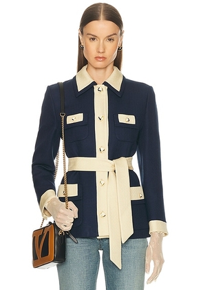 Valentino Caban Jacket in Provence Blue & Betulla - Navy. Size 36 (also in ).