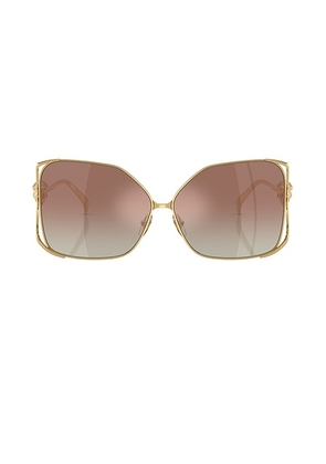 VERSACE Square Sunglasses in Gold & Brown - Metallic Gold. Size all.