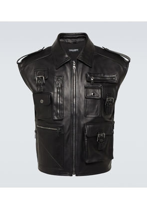 Dolce&Gabbana Pocket-detail sleeveless leather jacket