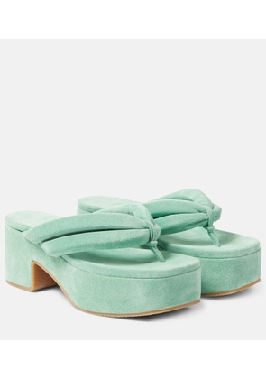 Dries Van Noten Suede platform thong sandals
