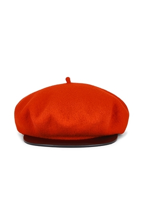 Valentino Garavani VLogo Signature Beret in Rosso  Nero  & Oro - Orange. Size 55 (also in 56, 57, 58).